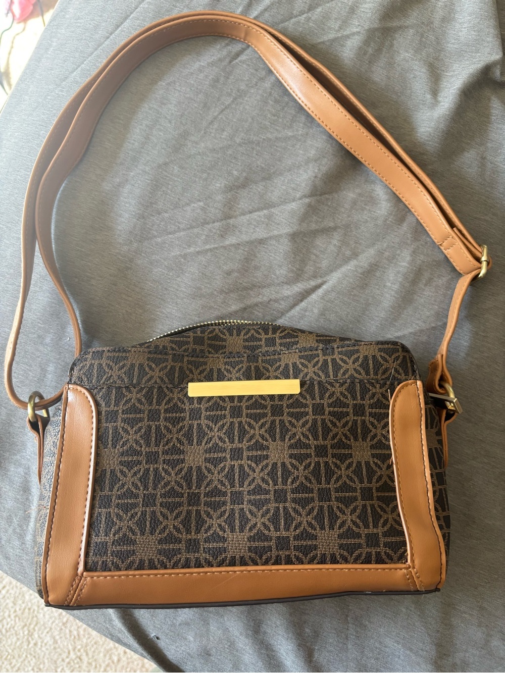 Classic Brown Monogram Crossbody Bag - Unbranded